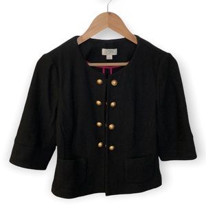 LOFT Cropped Wool Blazer with Brass Button Details
